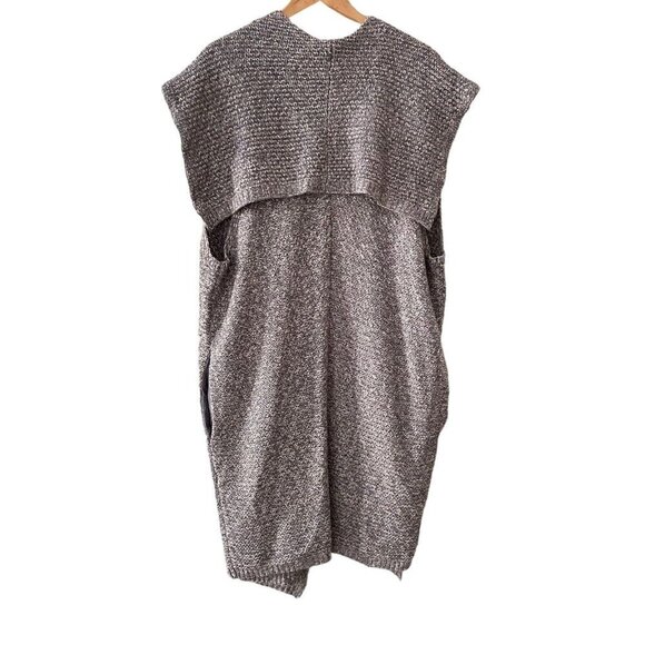 Vallette Oversize Sleeveless Cardigan Chunky Knit Size S/M Heather Gray Pockets - Picture 2 of 16
